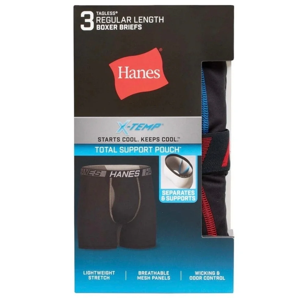 Hanes Moves X-Temp Total Support Pouch NEW Boxer Briefs 3 Pack Mens Small